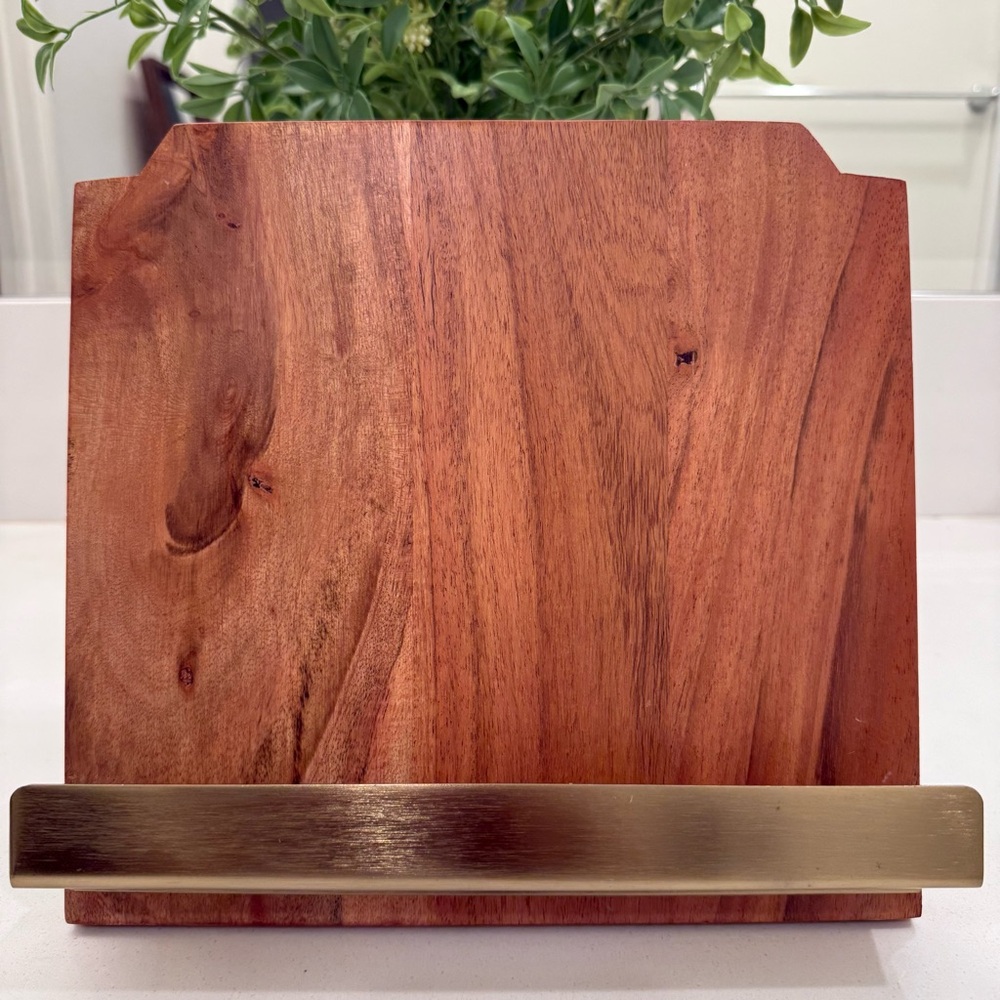 Hearth & Hand with Magnolia Wood Cook Book Holder with Metal Ledge